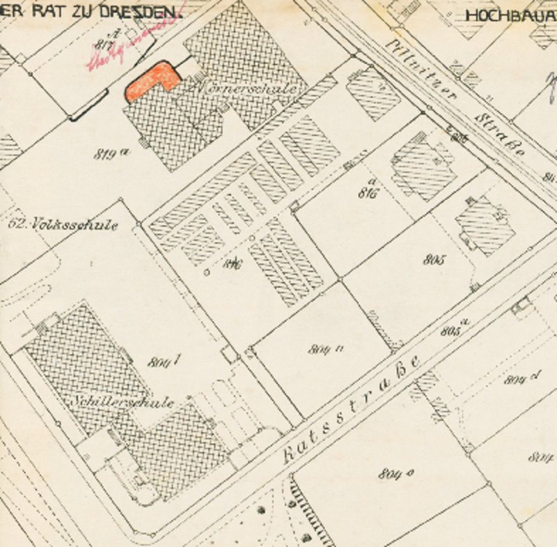 Flurplan - K�rnerschule mit Turnhalle und Schillerschule mit Verwaltungsgeb�ude